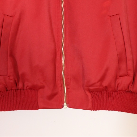 GUESS Cropped Bomber Cherry Blossoms Red Spring Fall Jacket Lightweight Large L - Picture 8 of 11